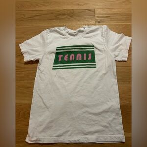 Green Pink & White Tennis Theme Tee T Shirt Small Medium S M